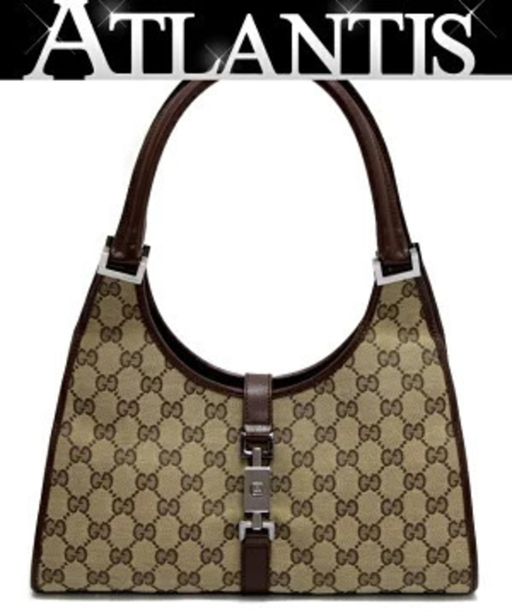 Gucci Jackie GG Handbag Brown Canvas x Leather
